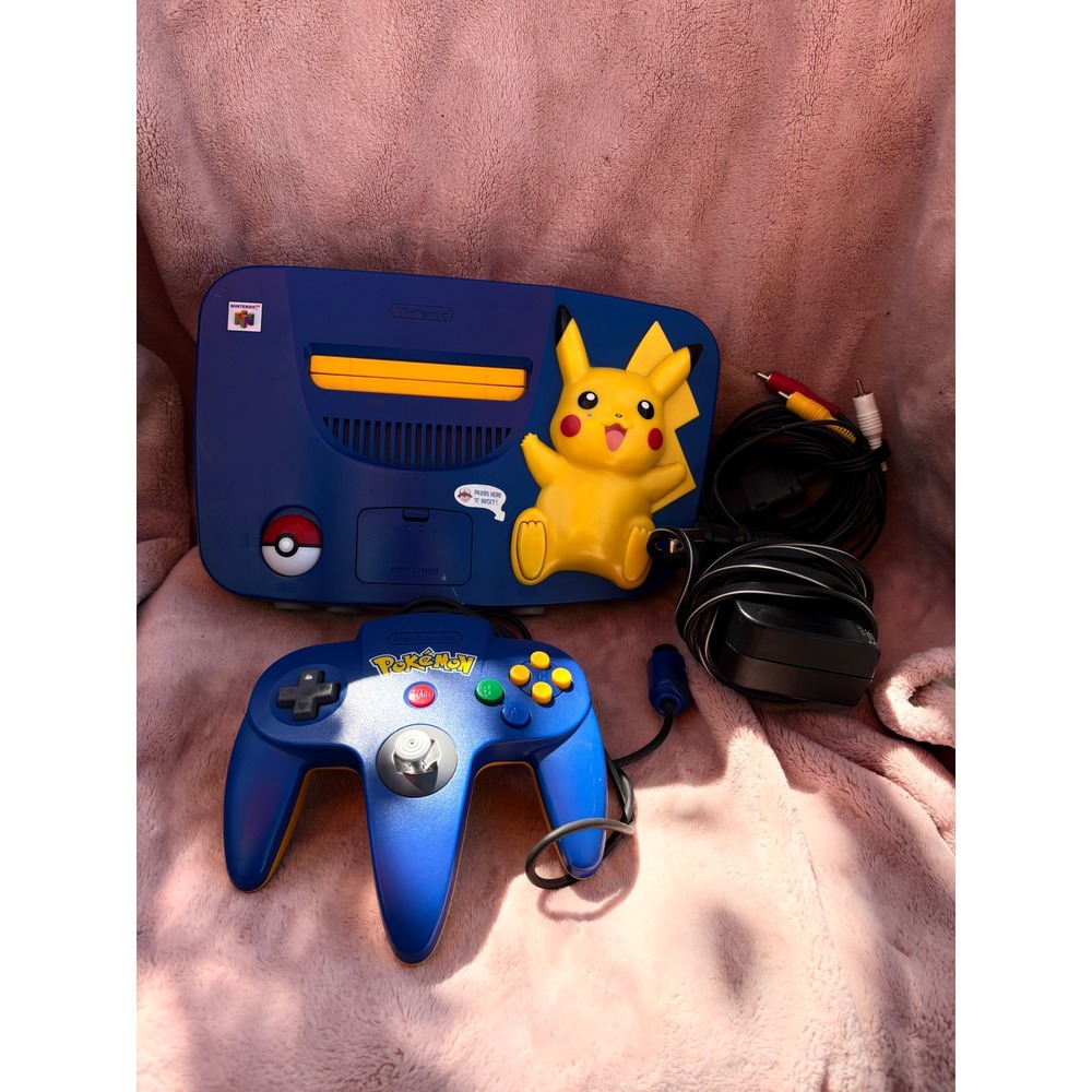 Nintendo 64 N64 Pikachu Pokemon Edition Blue Console Bundle with Control TESTED